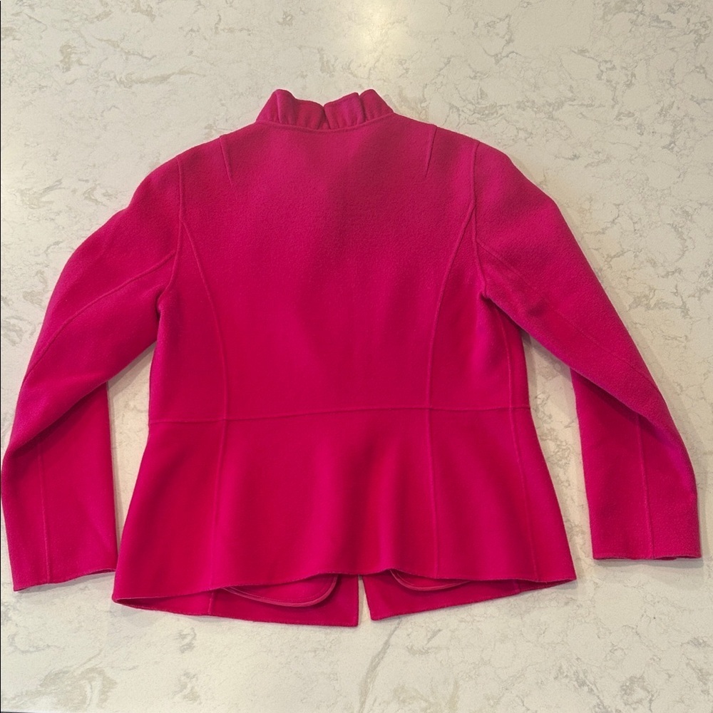 Talbots Ruffle-Neck Double-Face Jacket Pink Wool Blend Pockets Preppy 10 - Picture 10 of 14